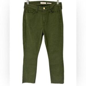 JEN 7 | Women's Olive Green Zipper Closure Crop Skinny Pants Size 4
